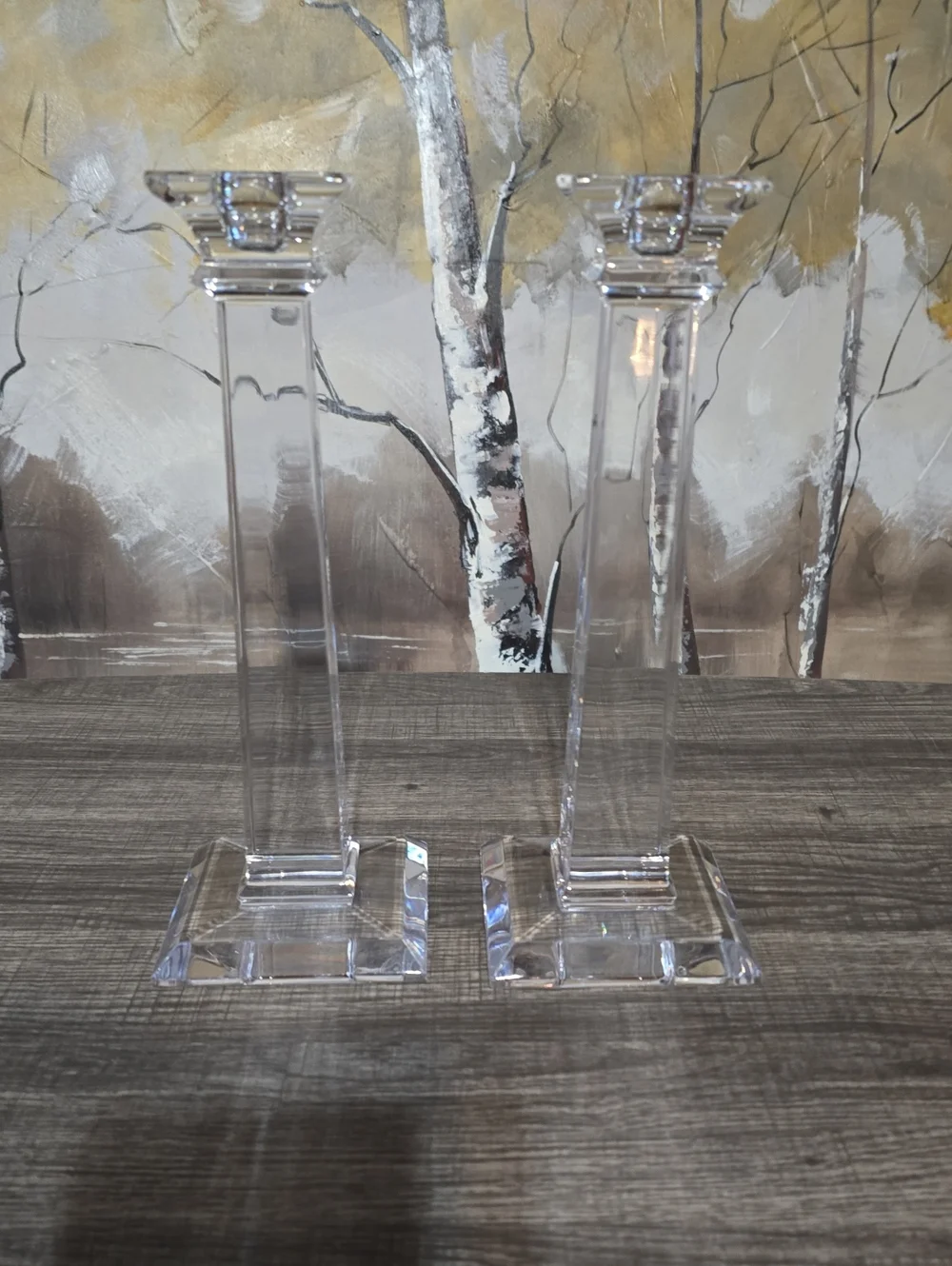 Tiffany & Co. Crystal Clear Acrylic Candlestick Holders - Pair